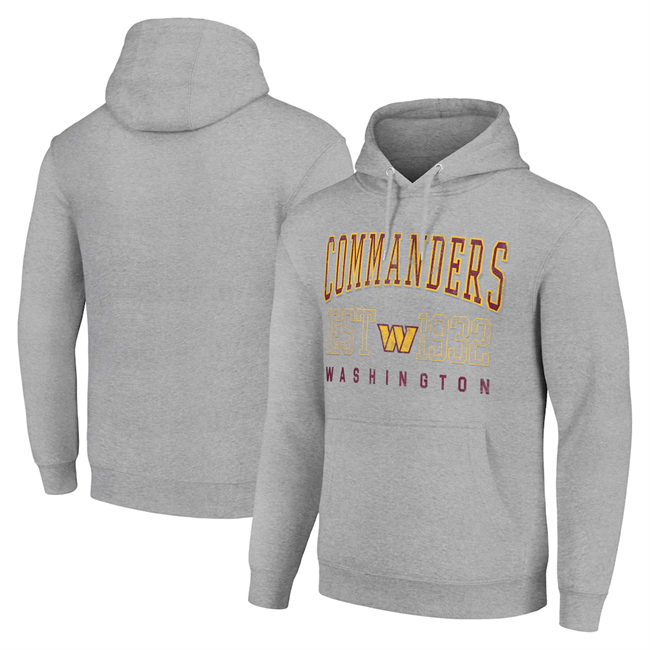 Men's Washington Commanders Grey Throwback Logo Pullover Hoodie